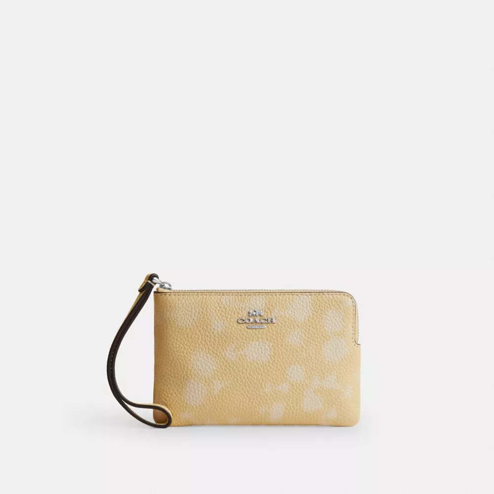 Handgelenktasche mit Reißverschluss an der Ecke und Blumenmuster