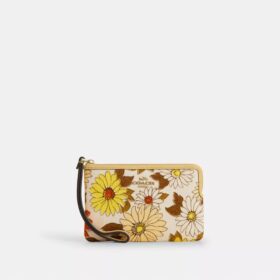 Handgelenktasche mit Reißverschluss an der Ecke und Blumenmuster