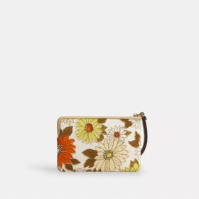 Handgelenktasche mit Reißverschluss an der Ecke und Blumenmuster