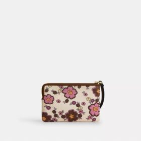 Handgelenktasche mit Reißverschluss an der Ecke und Blumenmuster