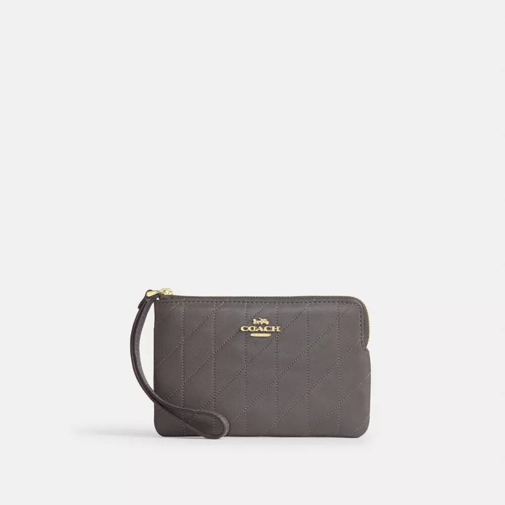 Handgelenktasche mit Reißverschluss an der Ecke und Steppung