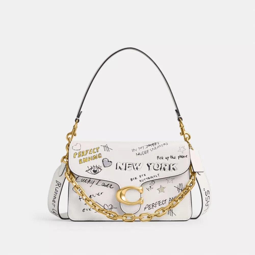 Ketten-Tabby-Schultertasche mit Sketch-Print