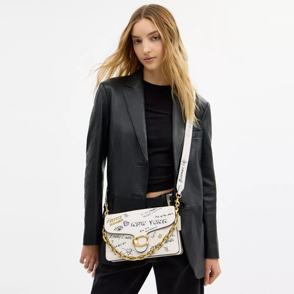 Ketten-Tabby-Schultertasche mit Sketch-Print
