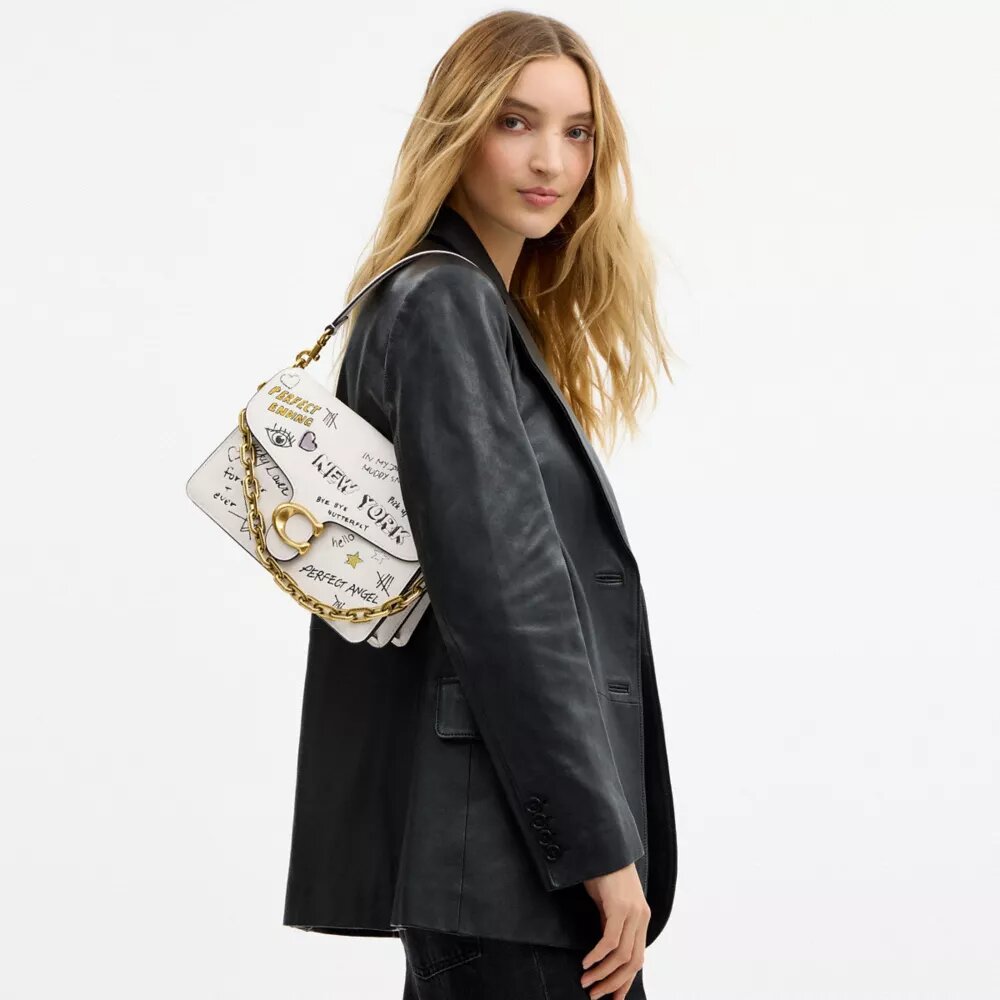Ketten-Tabby-Schultertasche mit Sketch-Print