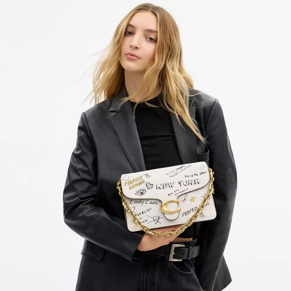 Ketten-Tabby-Schultertasche mit Sketch-Print