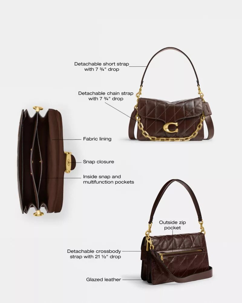 Ketten-Tabby-Schultertasche mit Steppung
