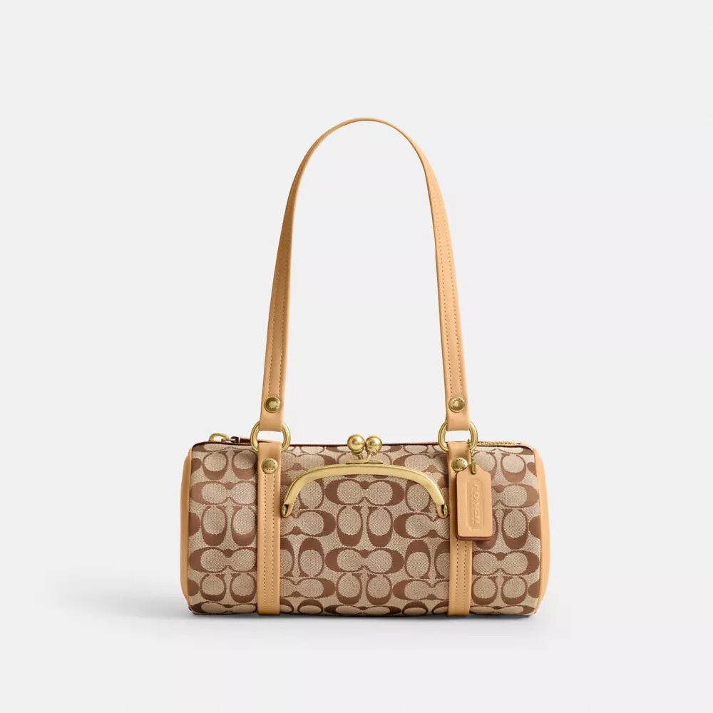 Kisslock Barrel Bag 28 aus Signature-Jacquard