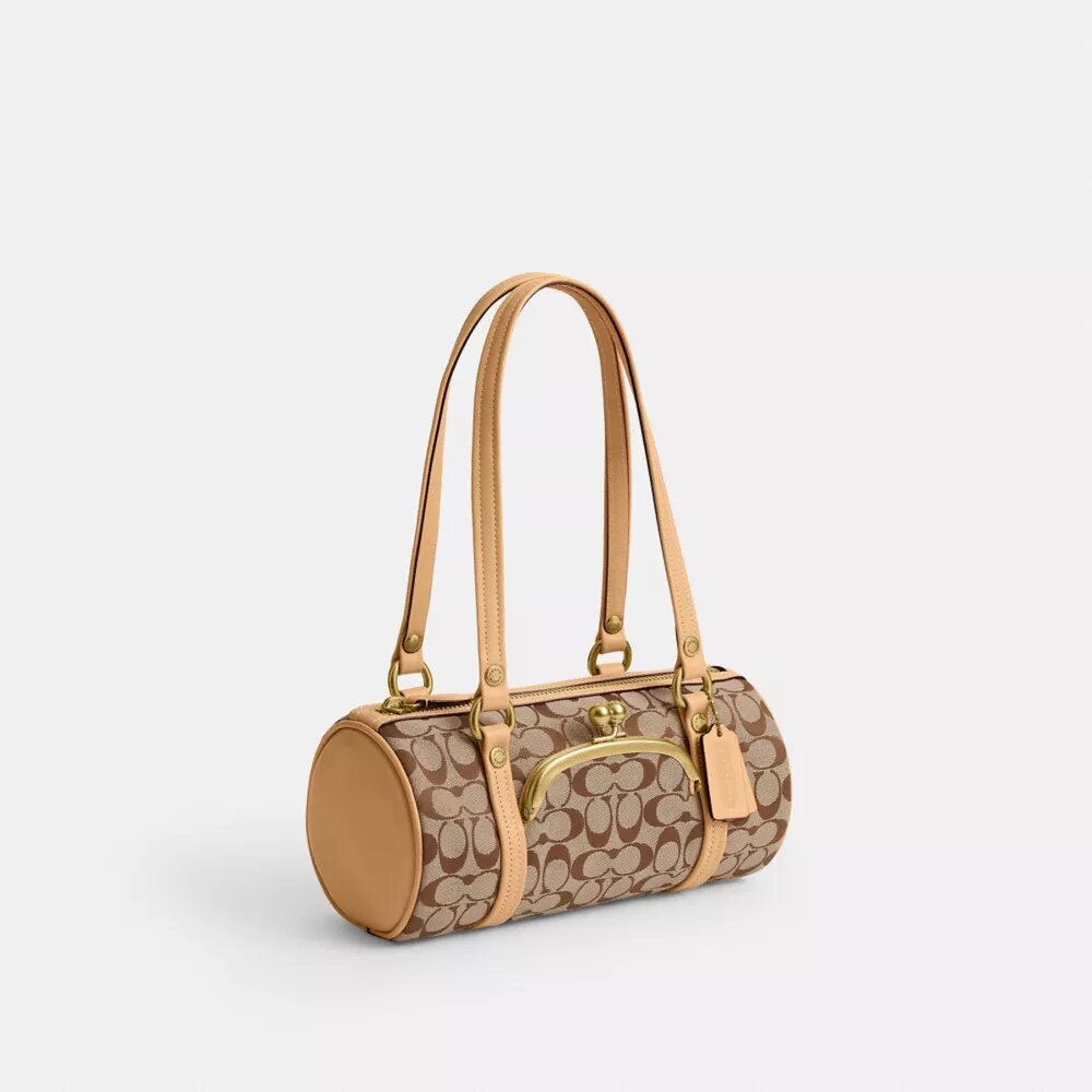 Kisslock Barrel Bag 28 aus Signature-Jacquard