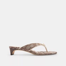 Kitten-Absatzschuh mit Schleifen-Riemchen aus charakteristischem Jacquard