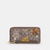 Lange Geldbörse mit Rundum-Reißverschluss aus „Signature Jacquard“ mit Blumenstickerei