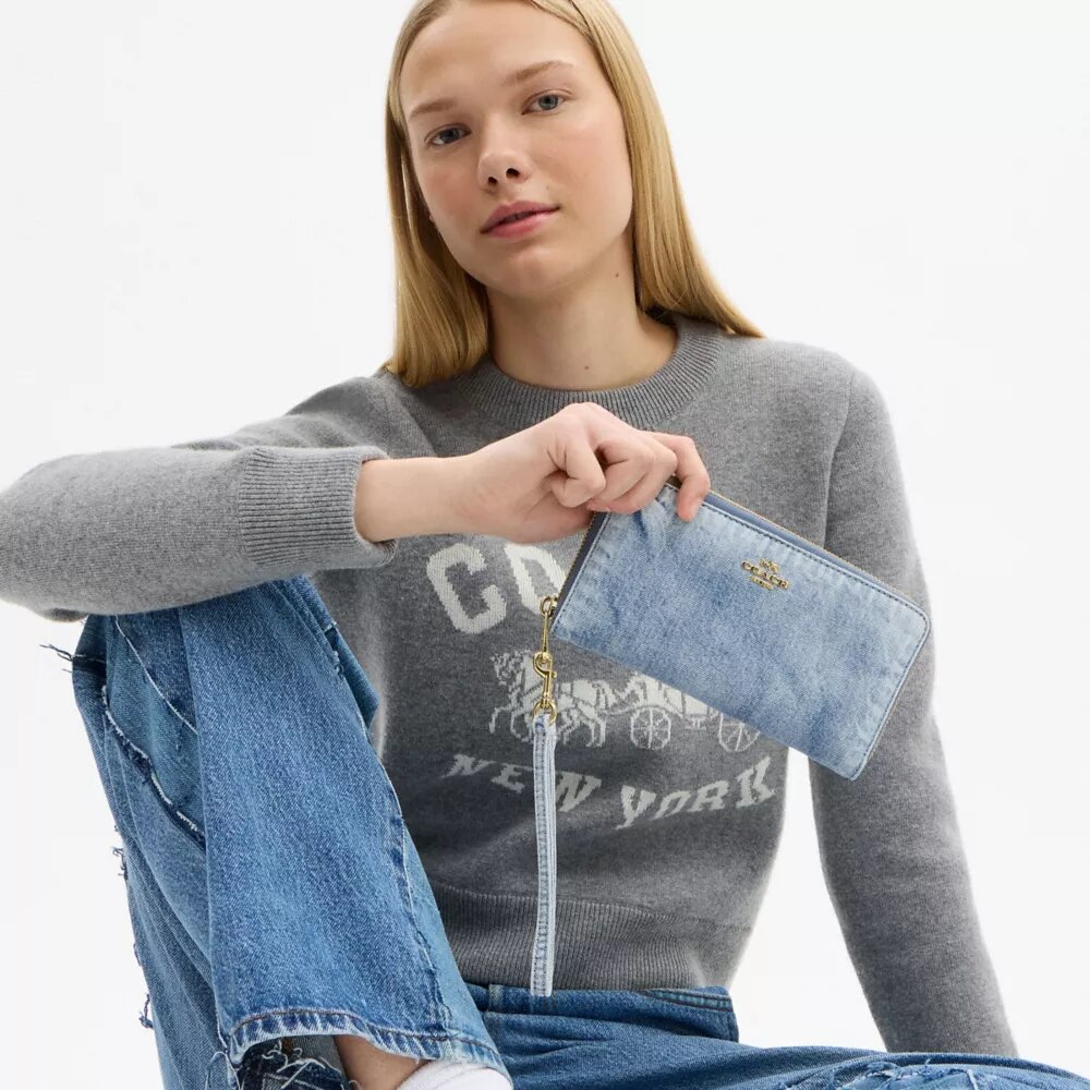Lange Rundum-Reißverschluss-Geldbörse aus „Loved Denim“