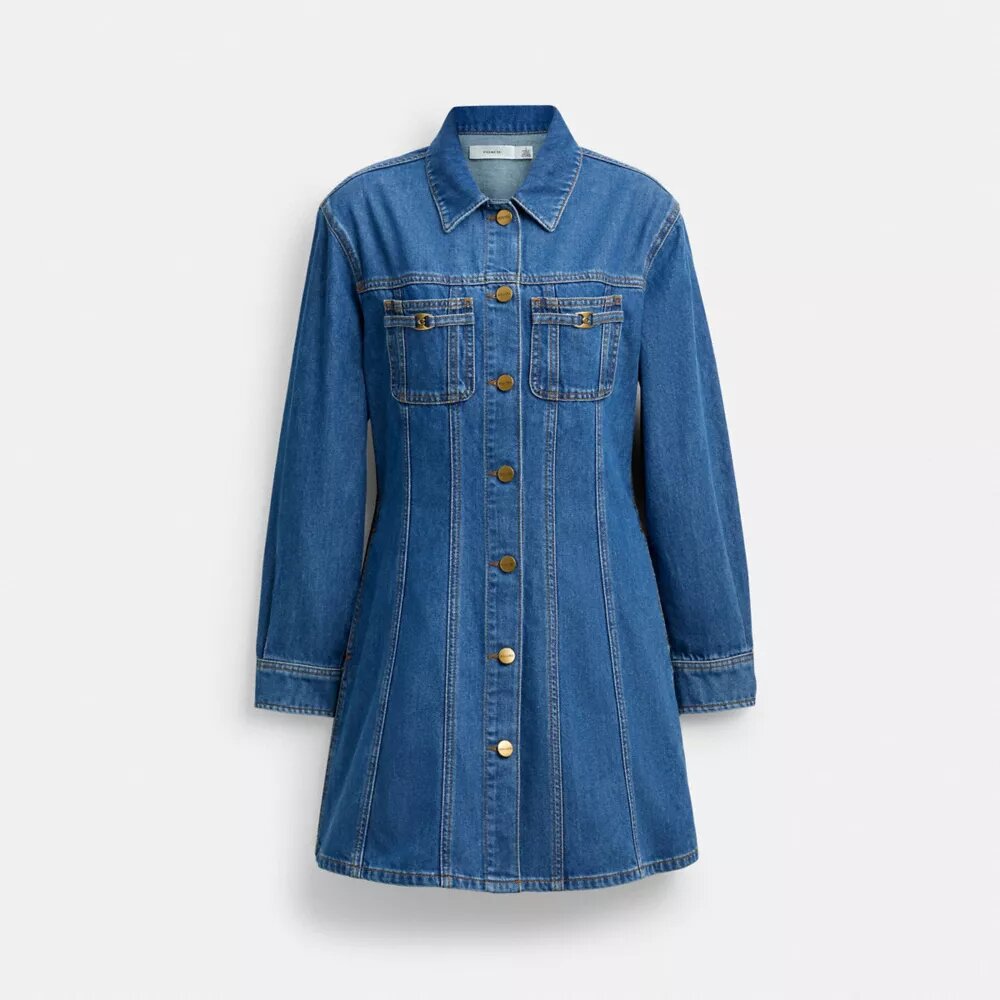 Langärmliges Jeans-Kleid aus Bio-Baumwolle