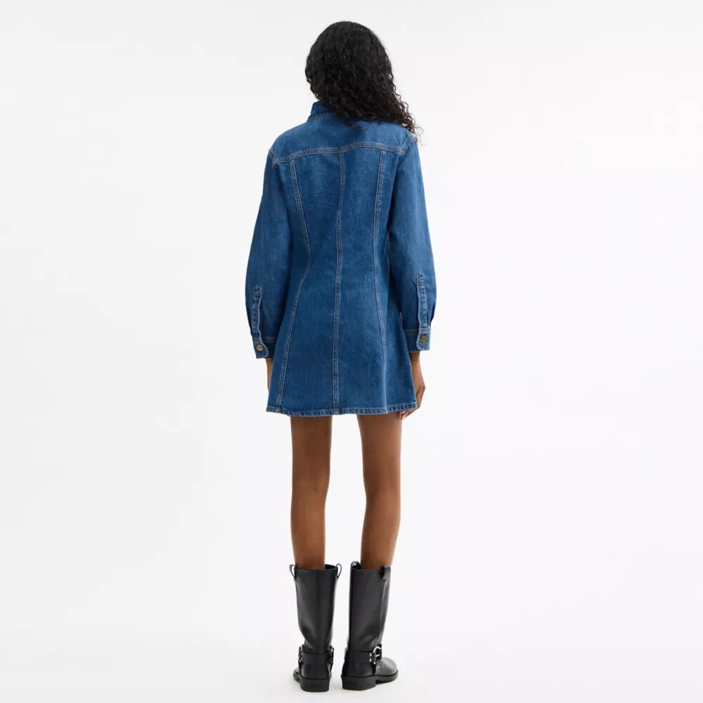 Langärmliges Jeans-Kleid aus Bio-Baumwolle