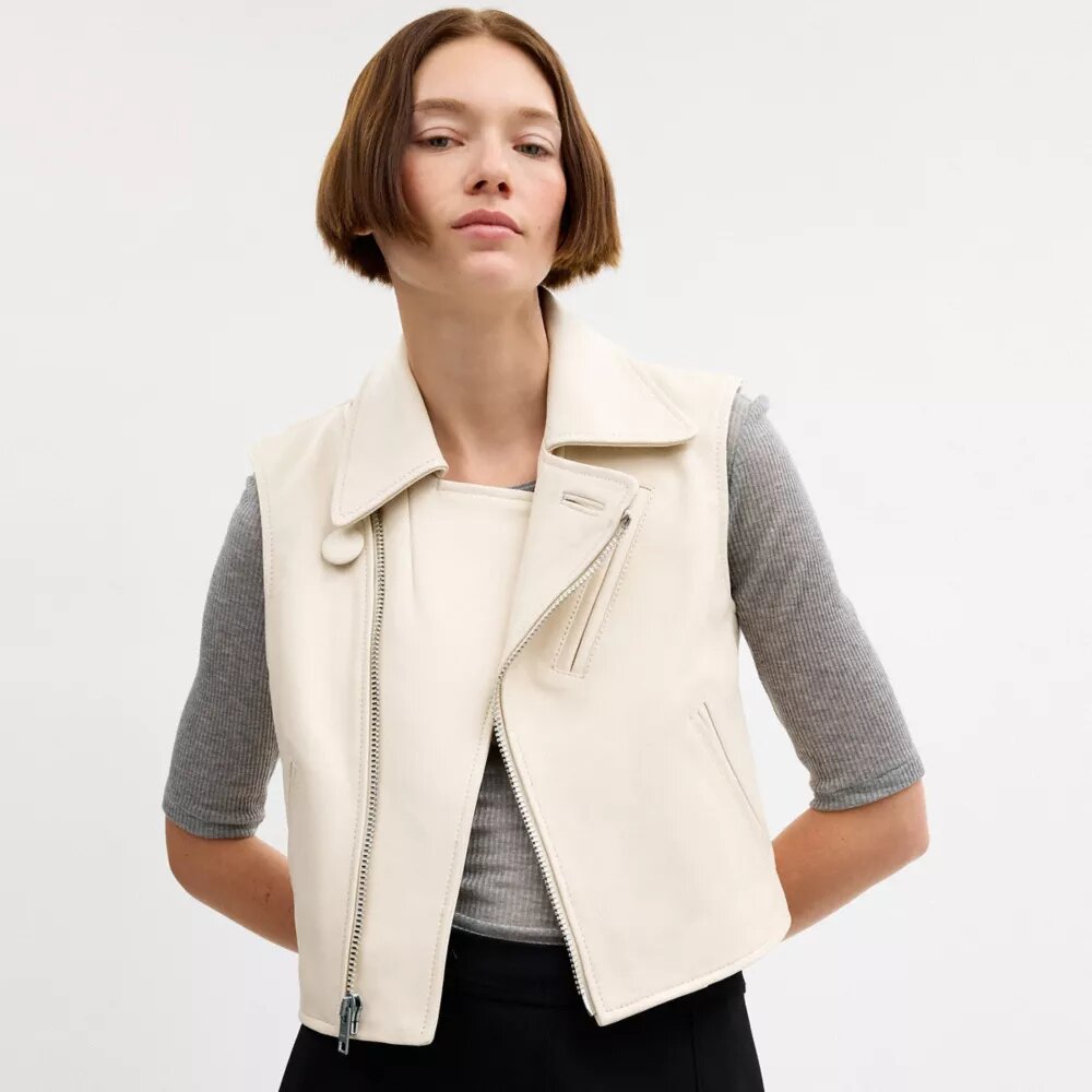 Leder-Motorrad-Weste