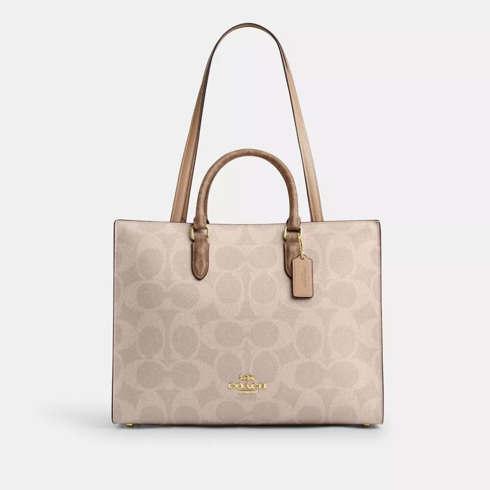 Maggie-Tote-Bag aus Signature Canvas mit Blockmuster
