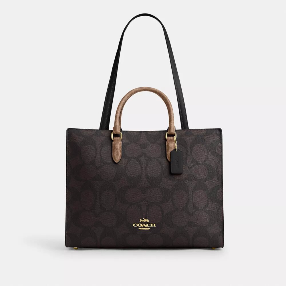 Maggie-Tote-Bag aus Signature Canvas mit Blockmuster