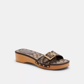 Margot-Holzsandale aus charakteristischem Jacquard