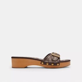 Margot-Holzsandale aus charakteristischem Jacquard