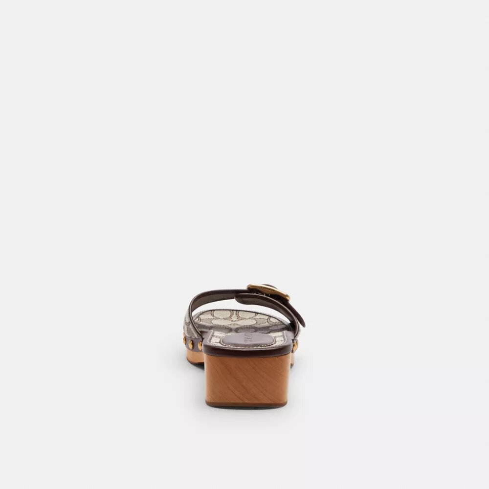Margot-Holzsandale aus charakteristischem Jacquard