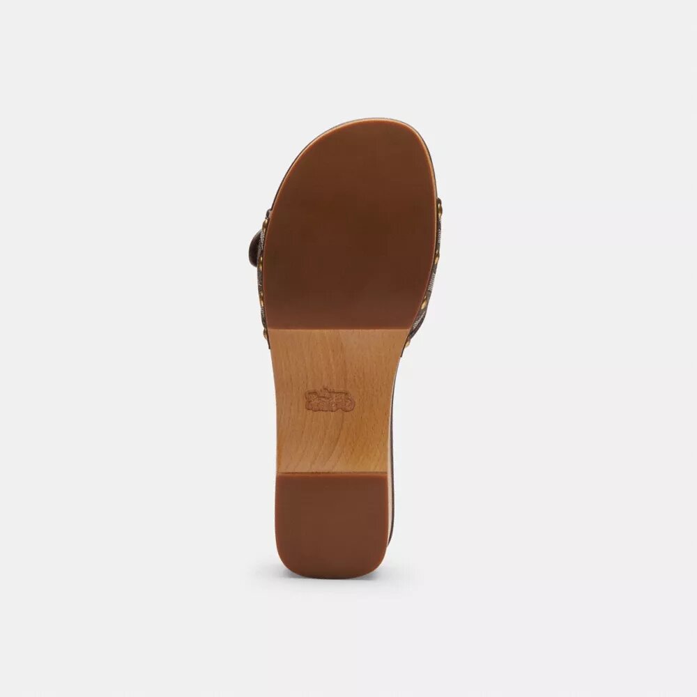 Margot-Holzsandale aus charakteristischem Jacquard
