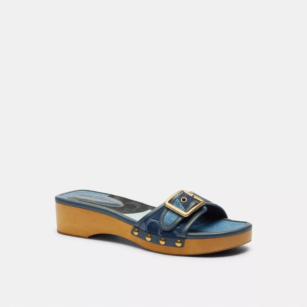 Margot-Sandalen mit charakteristischem Denim-Patchwork