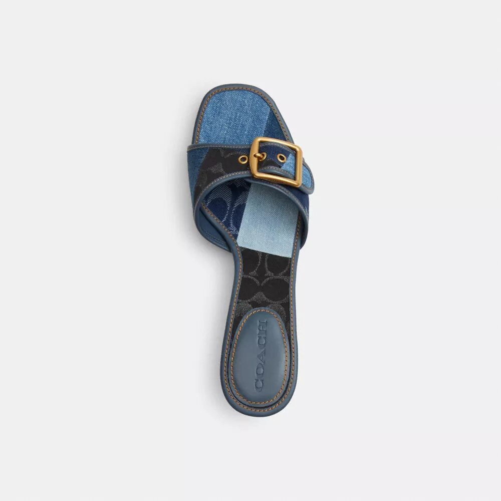 Margot-Sandalen mit charakteristischem Denim-Patchwork