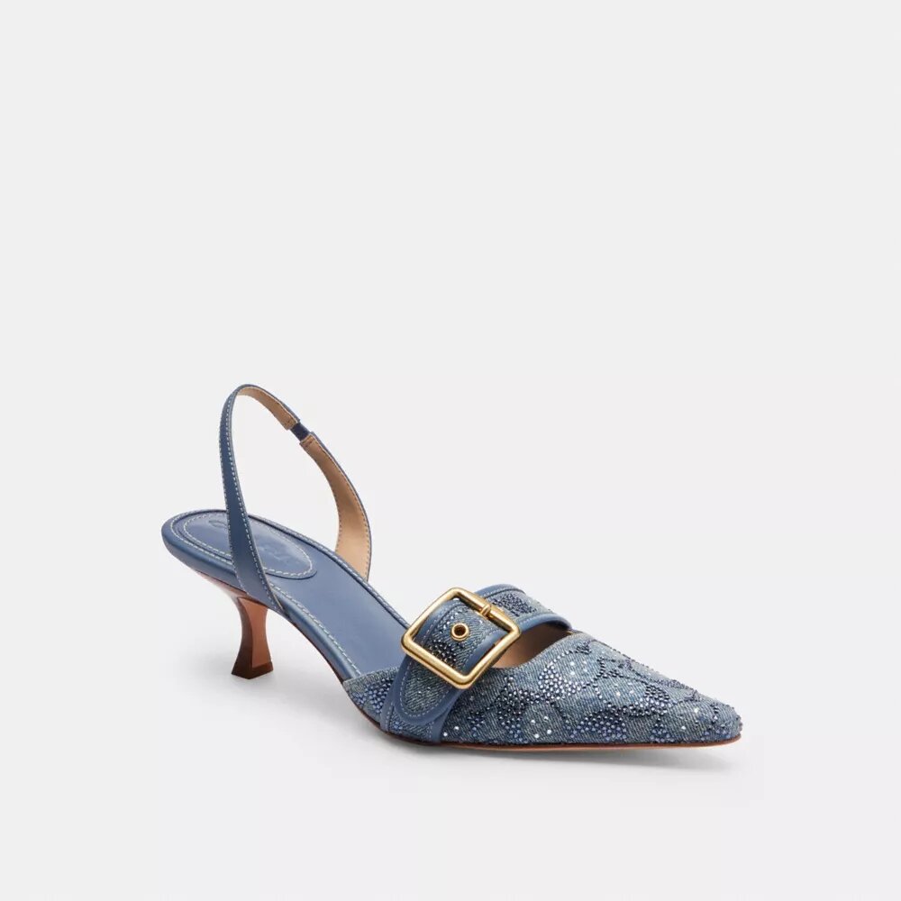 Margot-Slingbacks aus „Crystal Signature Denim“