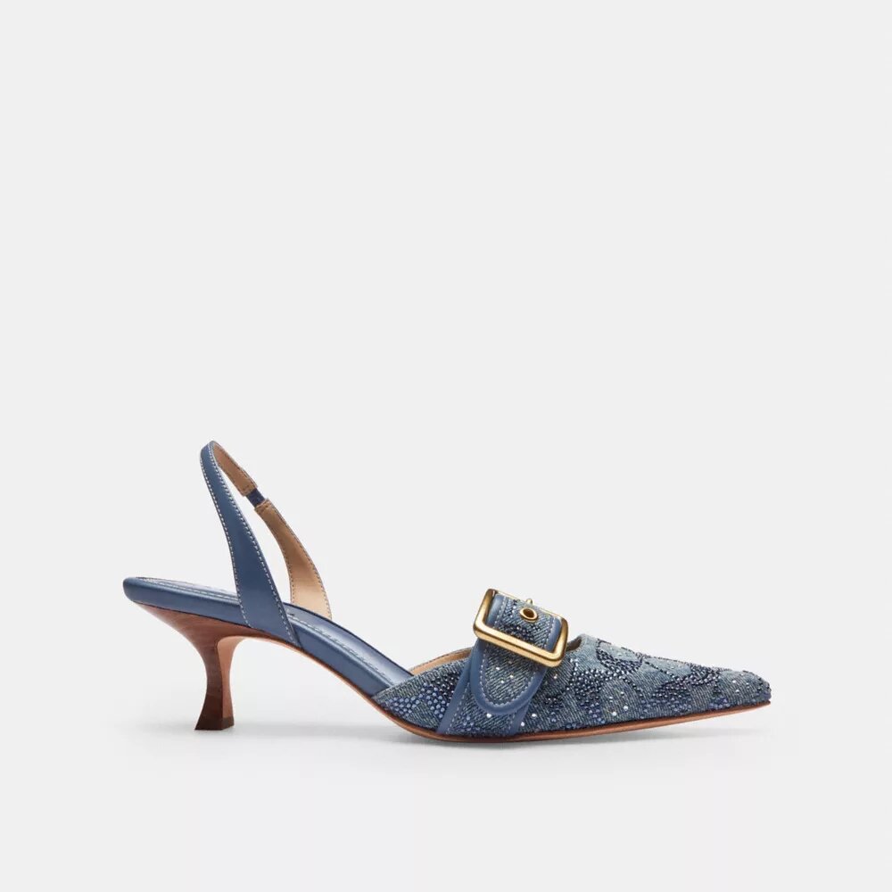 Margot-Slingbacks aus „Crystal Signature Denim“