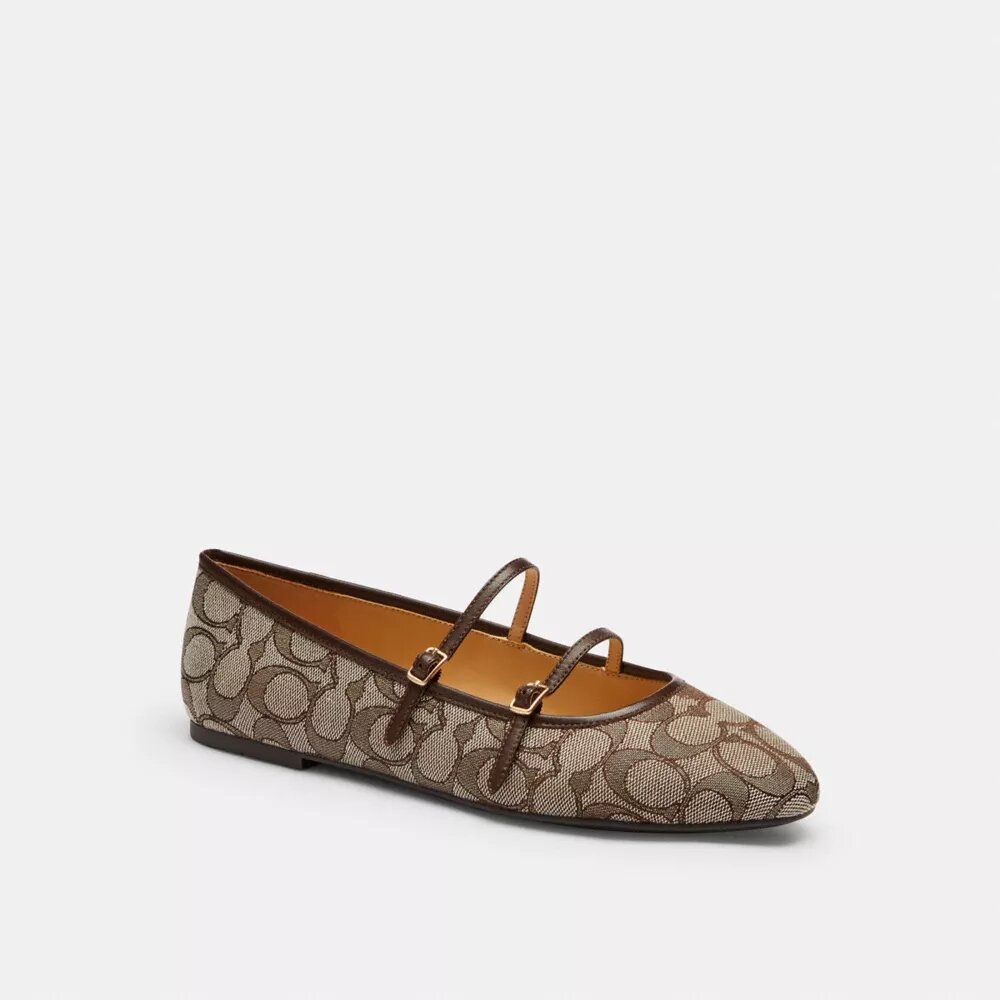 Mary-Janes mit doppelter Schnalle aus charakteristischem Jacquard