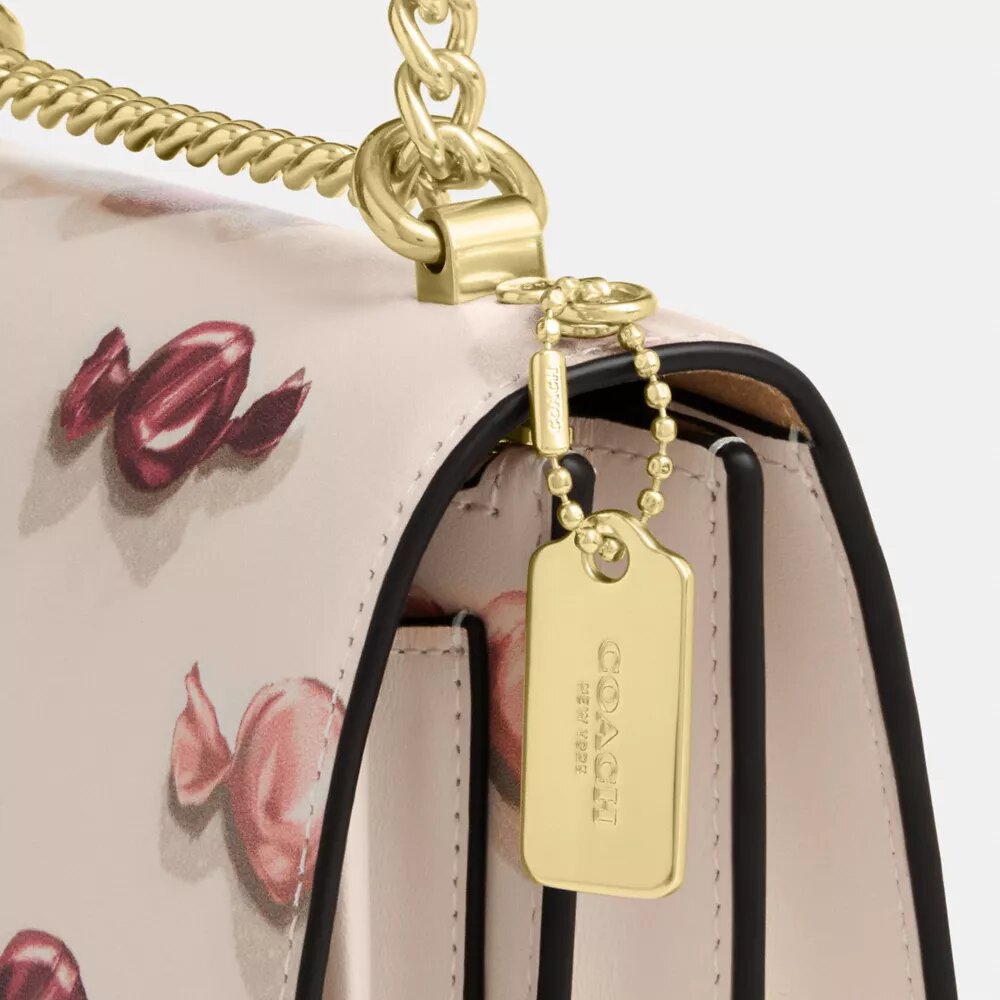Mini-Klare-Umhängetasche mit Bonbon-Print
