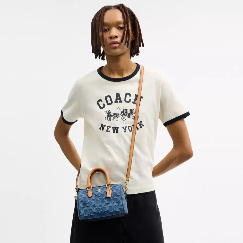 Mini-Rowan-Umhängetasche im charakteristischen Denim-Look