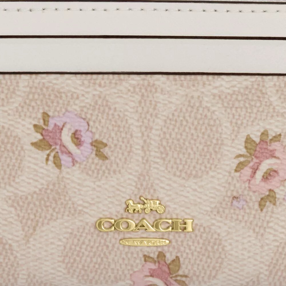 Mini-Skinny-Ausweishülle aus Signature Canvas mit Blumenmuster