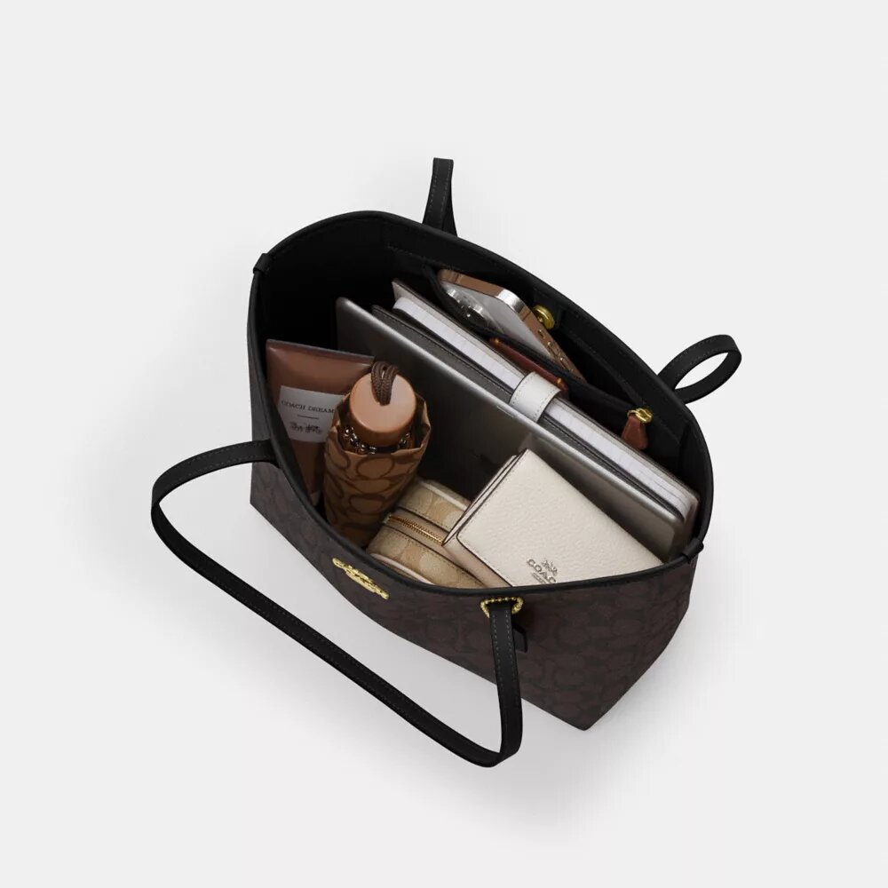 Mittlere City-Tote-Bag aus Signature Canvas