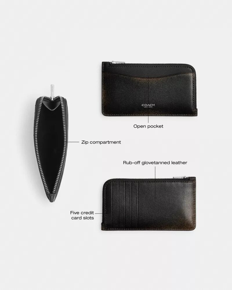 New York Zip-Kartenetui aus Used-Leder