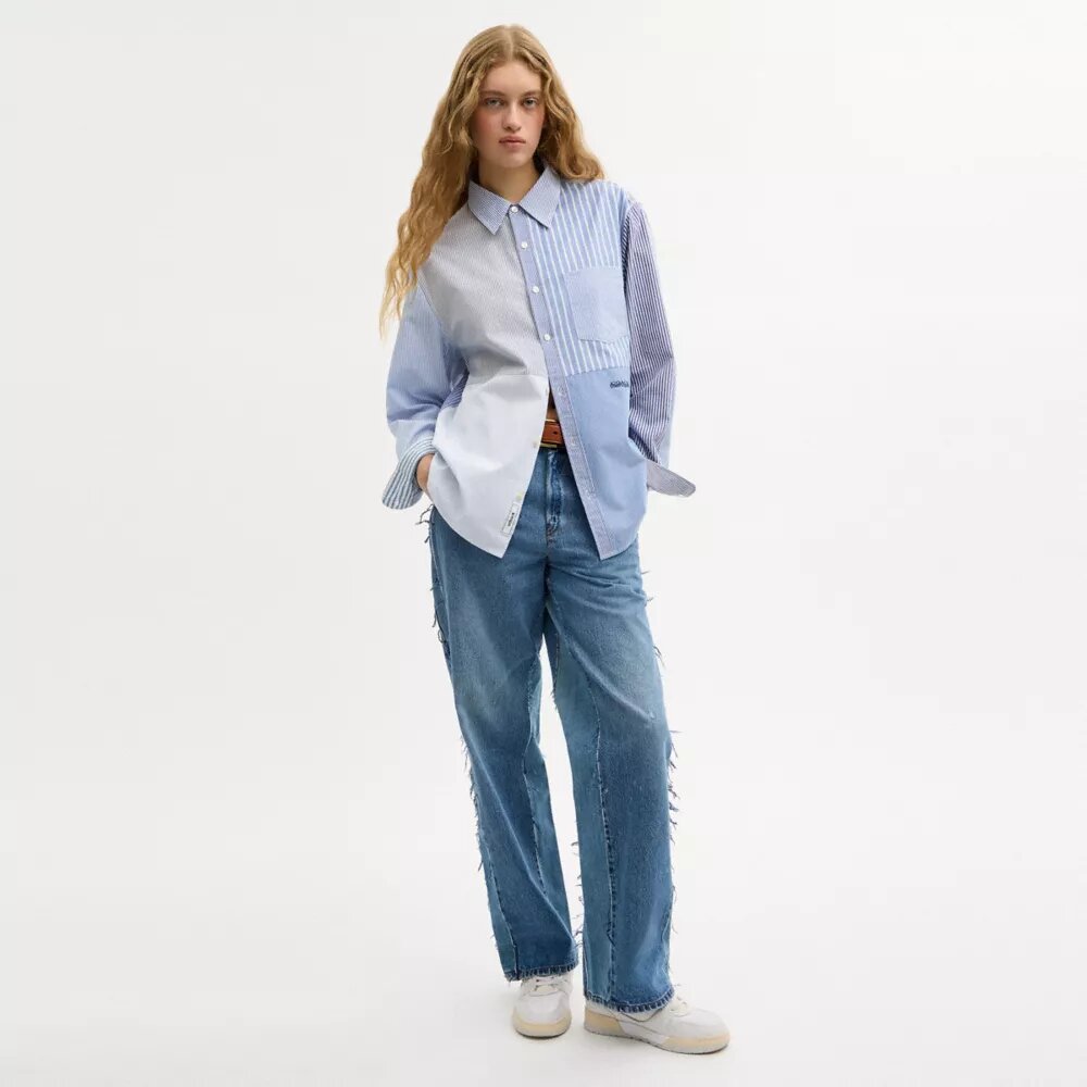 Oxford-Hemd aus wiederverwerteter Baumwolle im Patchwork-Stil