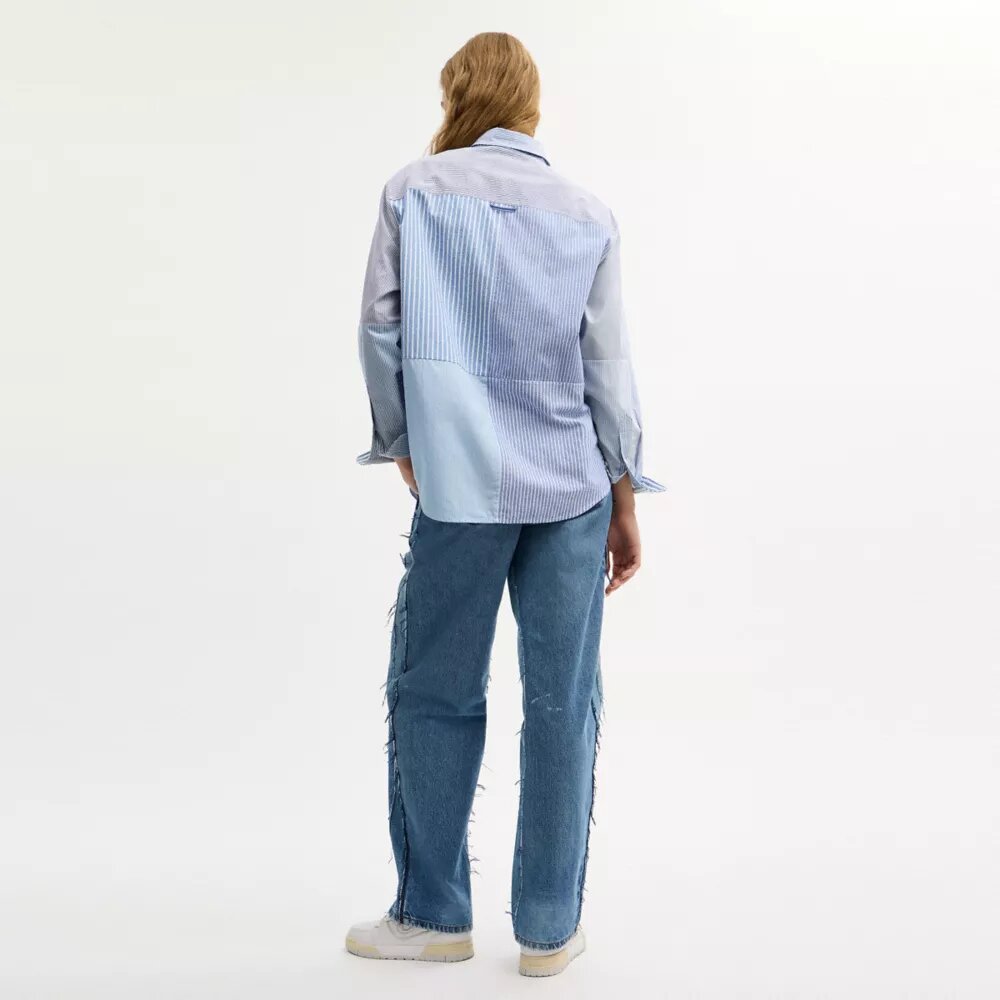 Oxford-Hemd aus wiederverwerteter Baumwolle im Patchwork-Stil