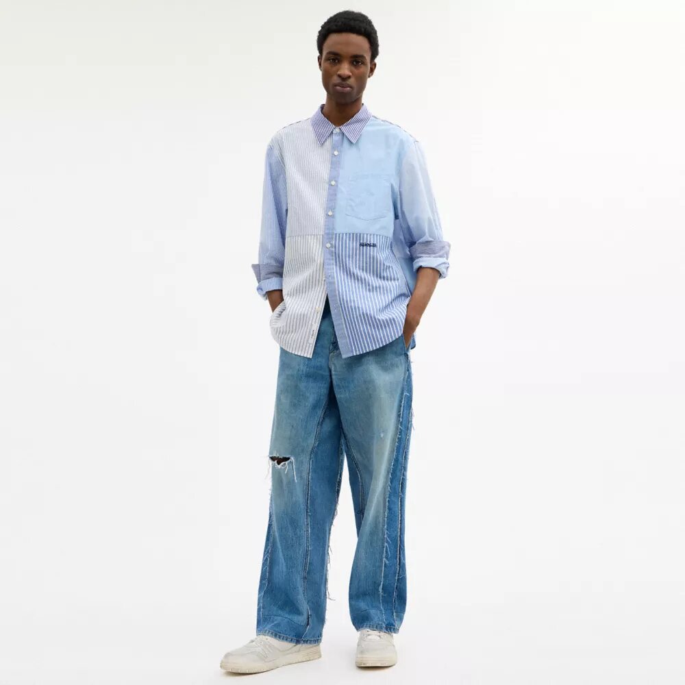 Oxford-Hemd aus wiederverwerteter Baumwolle im Patchwork-Stil