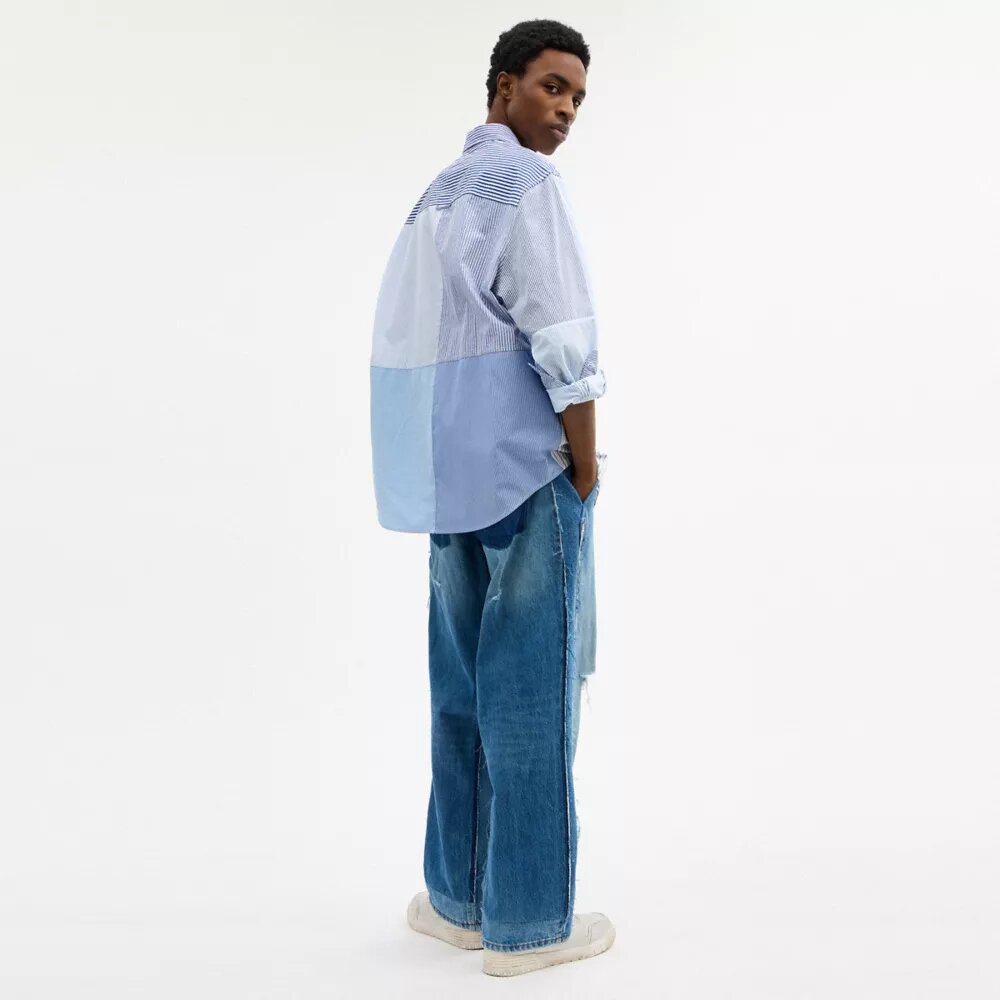 Oxford-Hemd aus wiederverwerteter Baumwolle im Patchwork-Stil