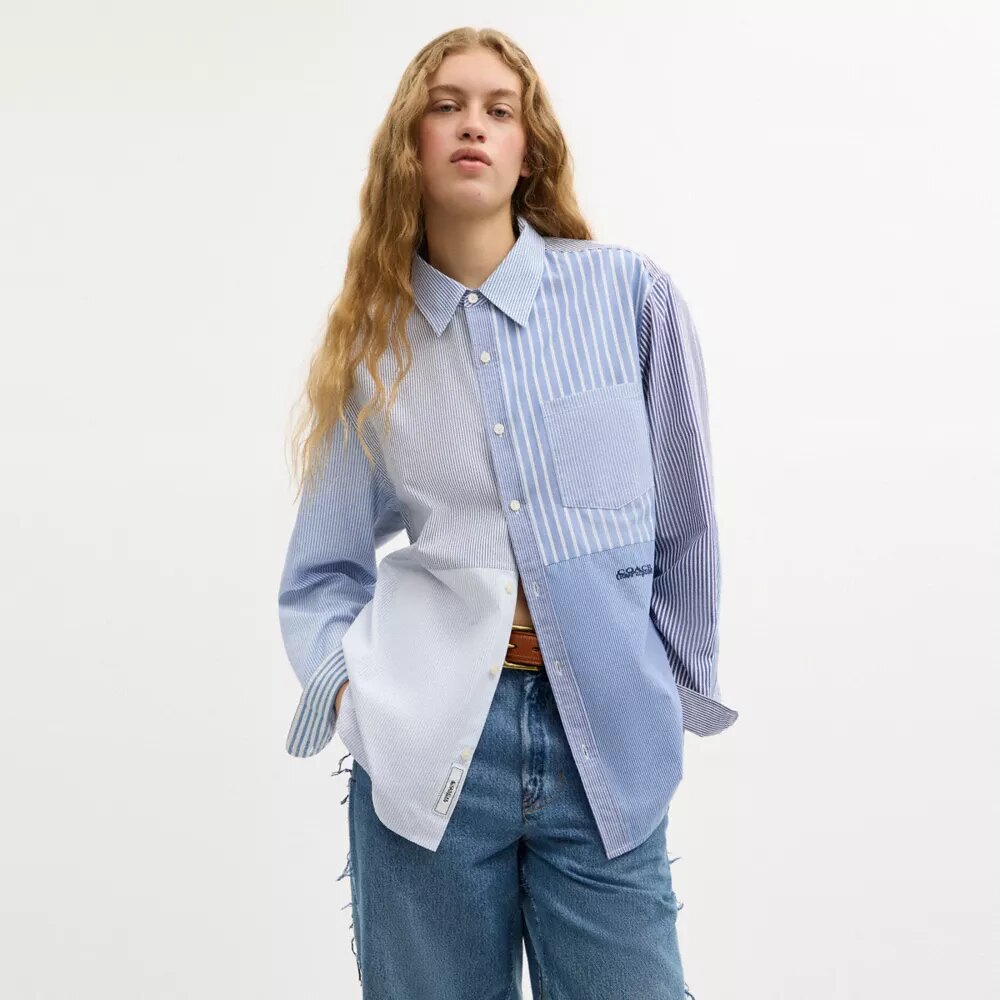 Oxford-Hemd aus wiederverwerteter Baumwolle im Patchwork-Stil