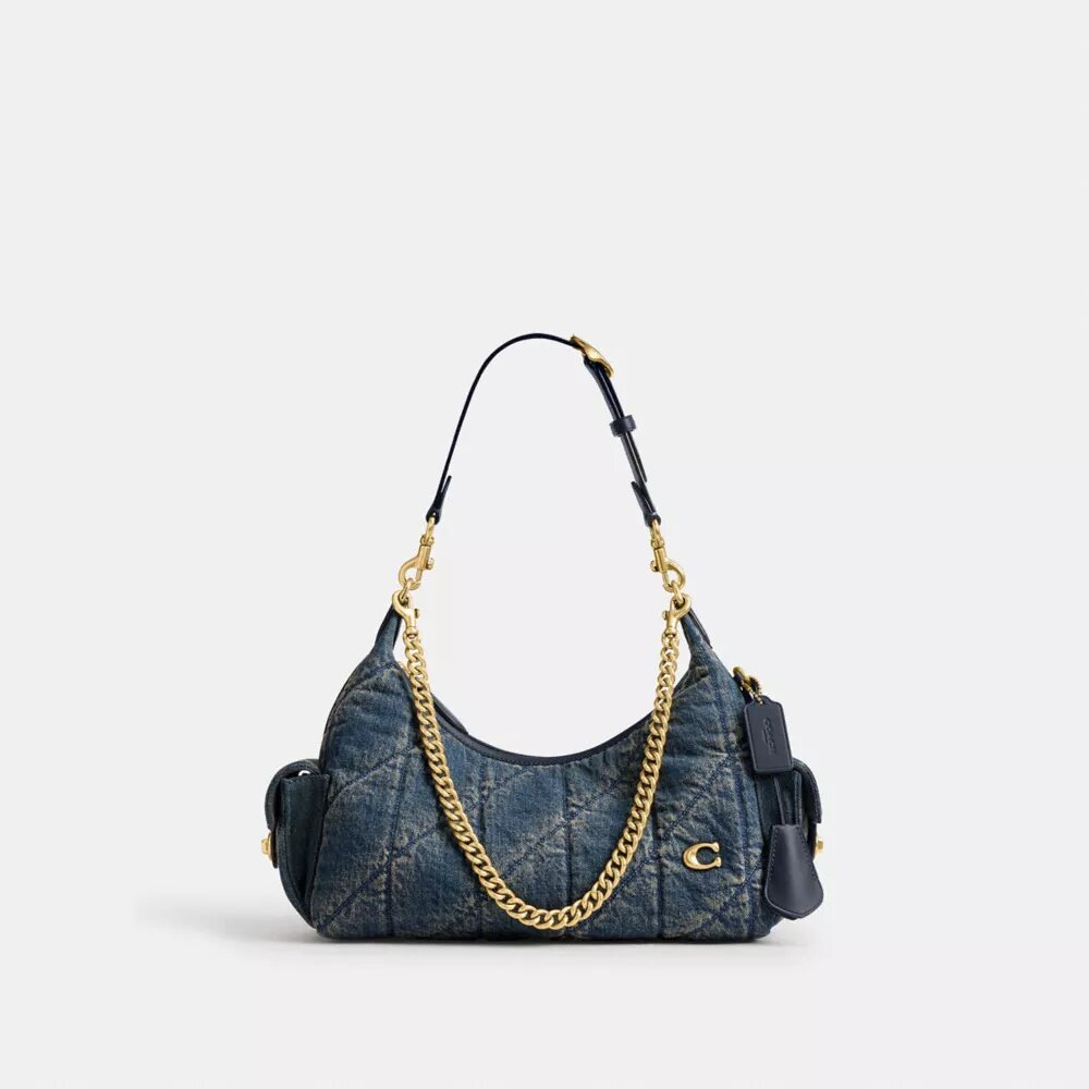 Pocket Juliet Tasche 30 aus regenerativer Baumwoll-Denim-Mischung mit Steppung