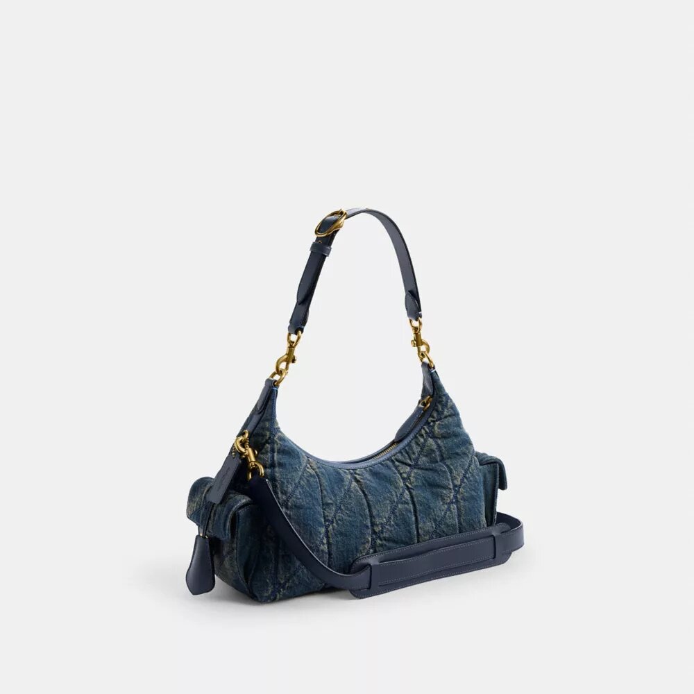 Pocket Juliet Tasche 30 aus regenerativer Baumwoll-Denim-Mischung mit Steppung