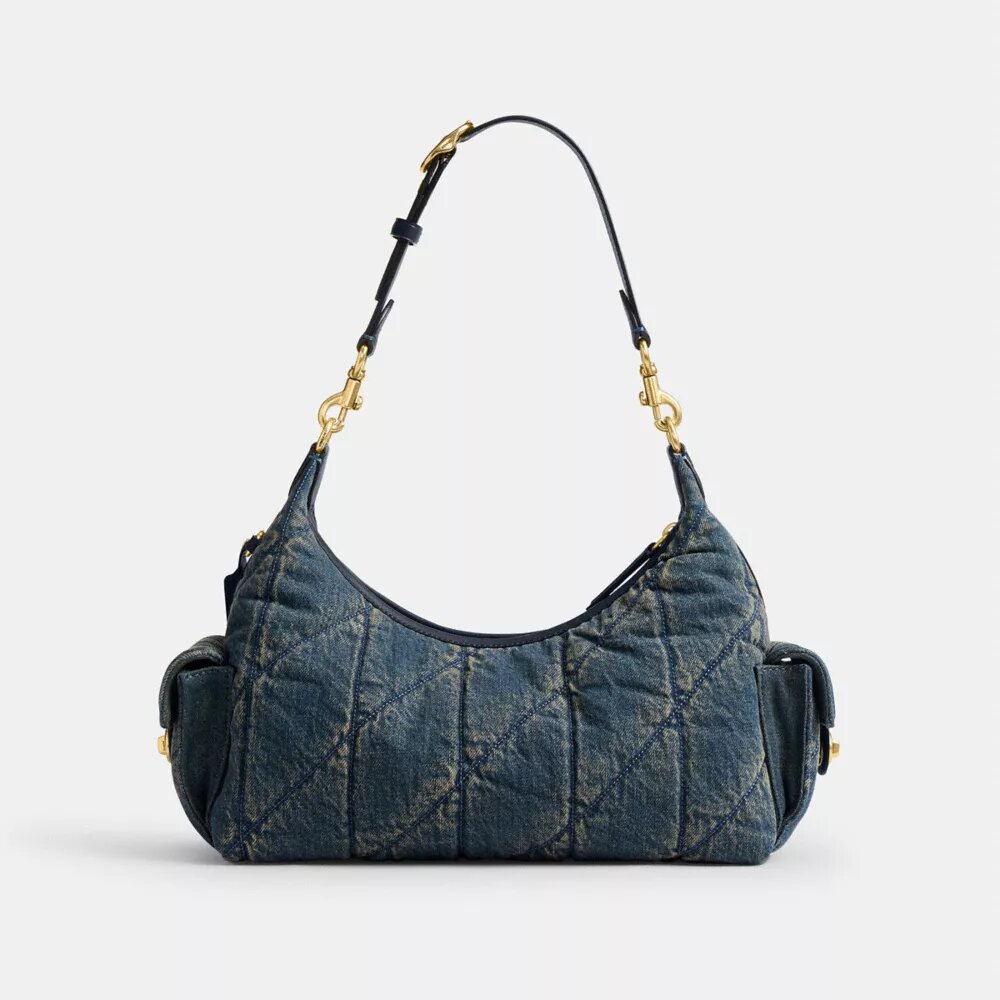 Pocket Juliet Tasche 30 aus regenerativer Baumwoll-Denim-Mischung mit Steppung