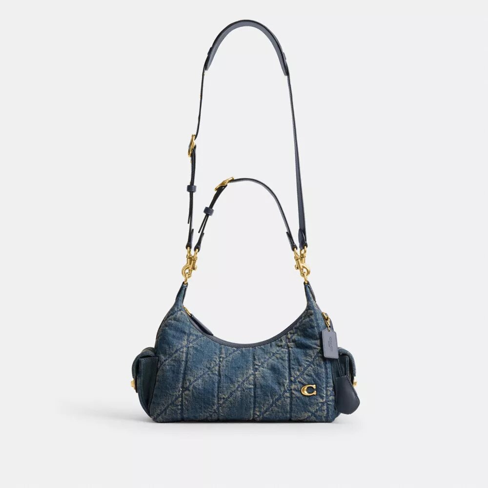 Pocket Juliet Tasche 30 aus regenerativer Baumwoll-Denim-Mischung mit Steppung