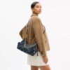 Pocket Juliet Tasche 30 aus regenerativer Baumwoll-Denim-Mischung mit Steppung