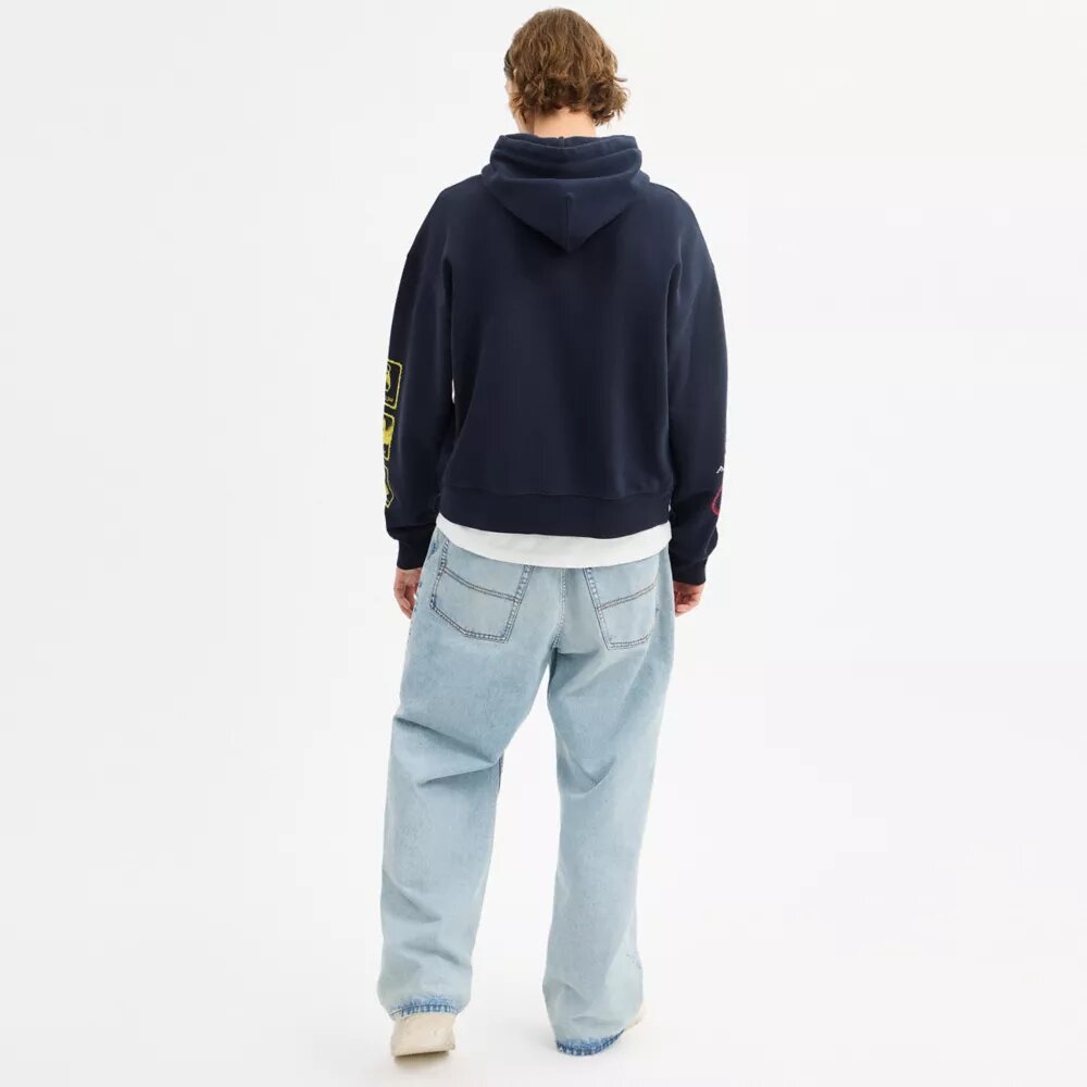 Relaxed-Fit-Kapuzenpullover mit Dinosaurier-Collage aus Bio-Baumwolle