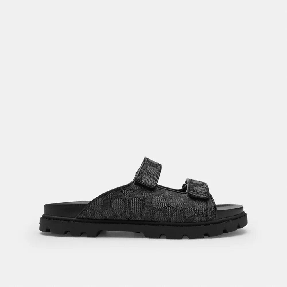 Riemchensandalen mit zwei Riemen aus charakteristischem Jacquard