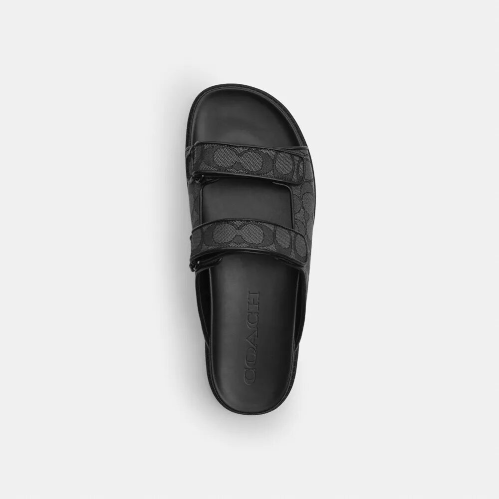 Riemchensandalen mit zwei Riemen aus charakteristischem Jacquard