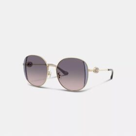 Runde Sonnenbrille aus Metall mit Horse and Carriage-Motiv