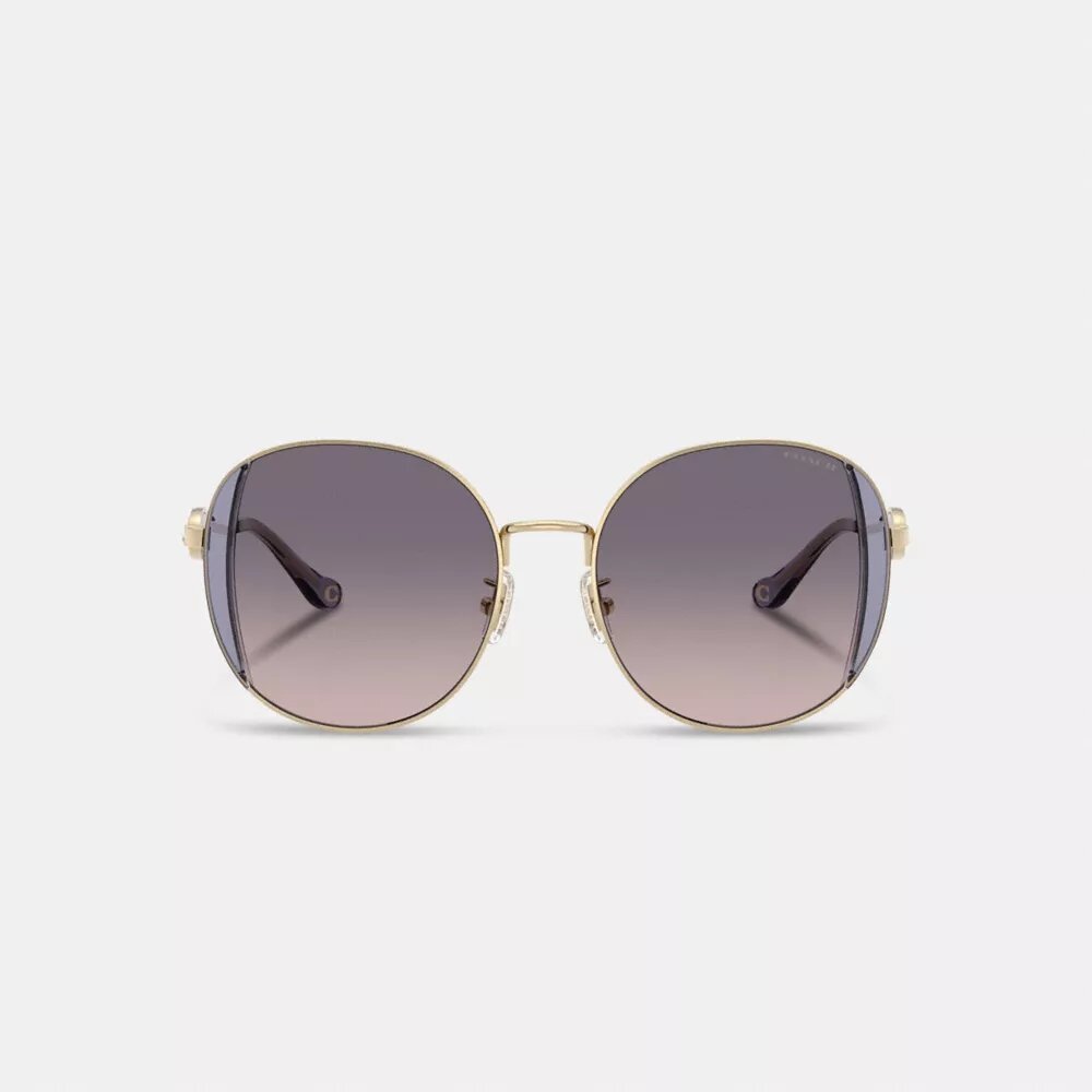 Runde Sonnenbrille aus Metall mit Horse and Carriage-Motiv