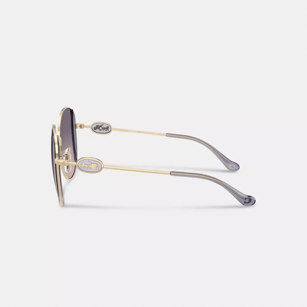 Runde Sonnenbrille aus Metall mit Horse and Carriage-Motiv